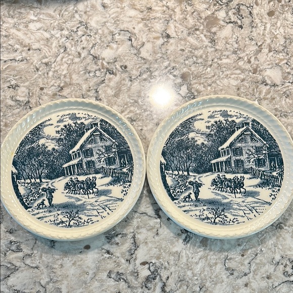 Vintage Blue and White Ceramic Plates - Picture 1 of 3
